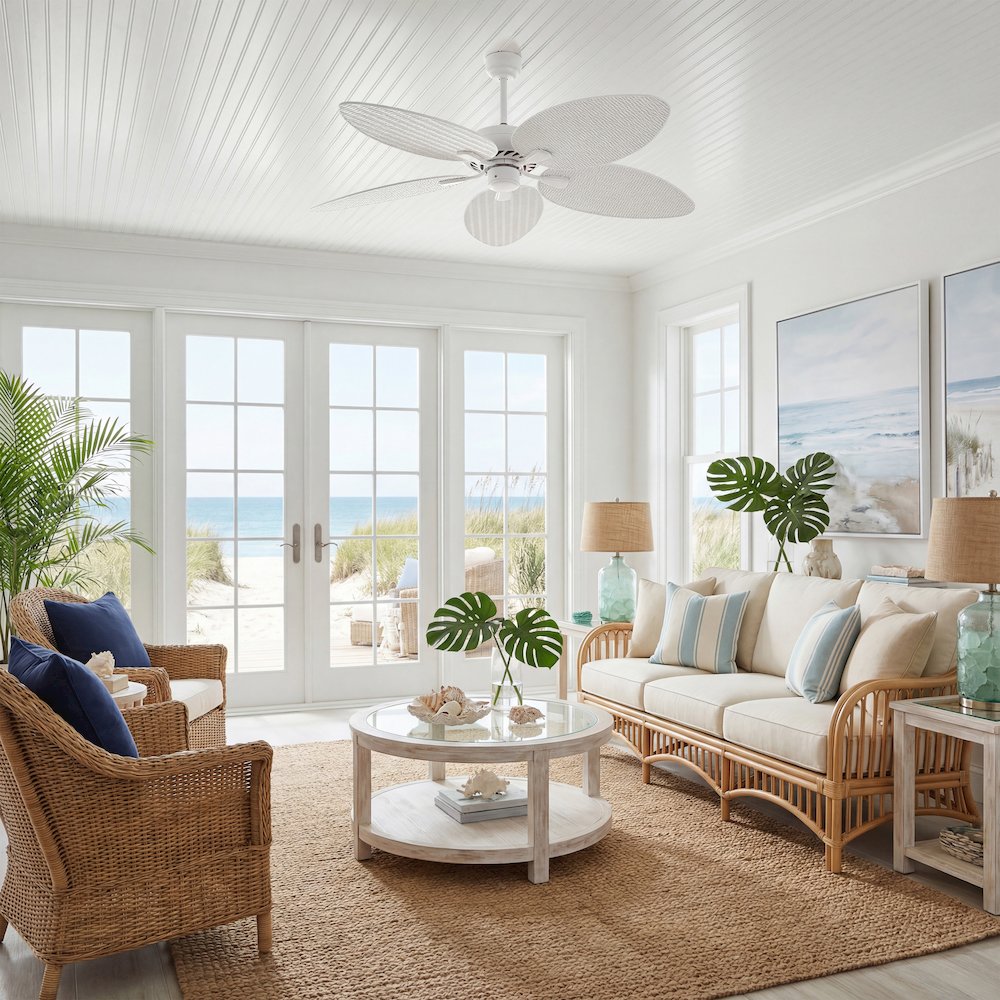 Raffles 52" Metal/Plastic App/Remote 6-Speed Palm Blade Ceiling Fan. Picture 7