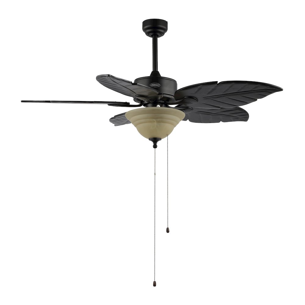 Poinciana 3-Light Coastal Bohemian Iron/Wood Palm Leaf Led Ceiling Fan. Picture 3