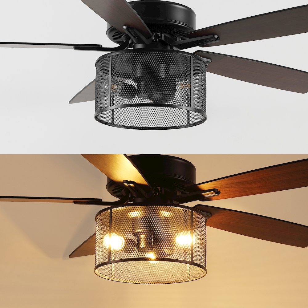 Max Farmhouse Industrial Iron/Wood Mobile Appremote Controlled Led Ceiling Fan. Picture 13