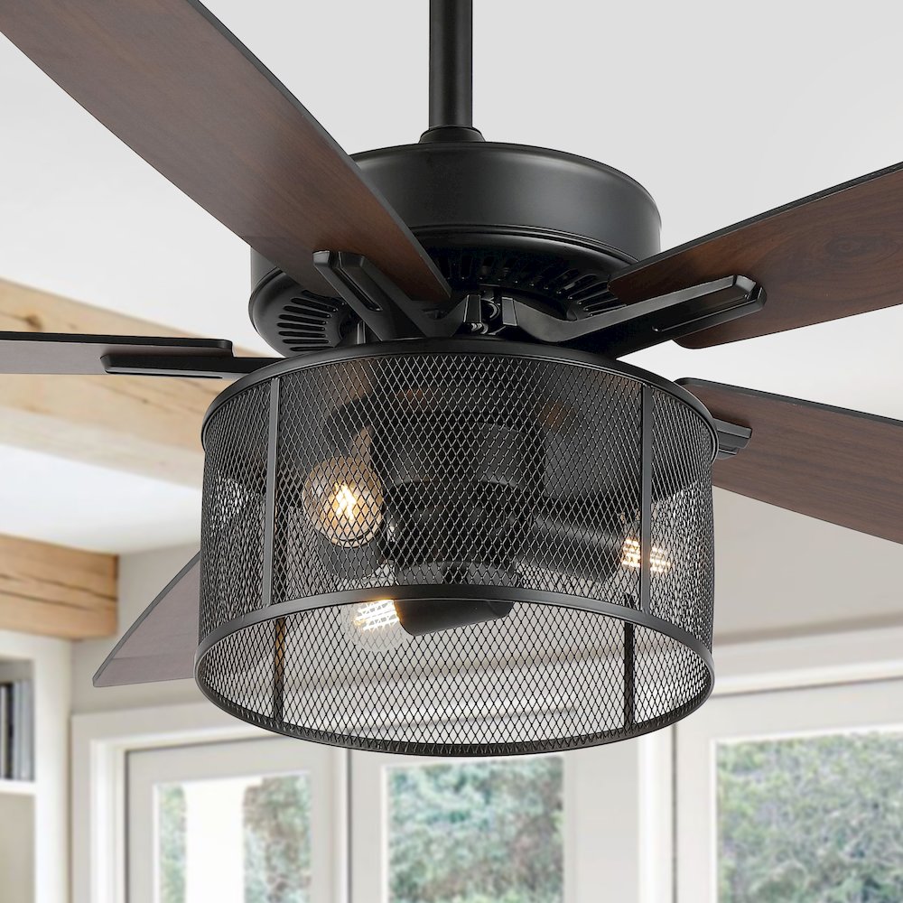 Max Farmhouse Industrial Iron/Wood Mobile Appremote Controlled Led Ceiling Fan. Picture 10