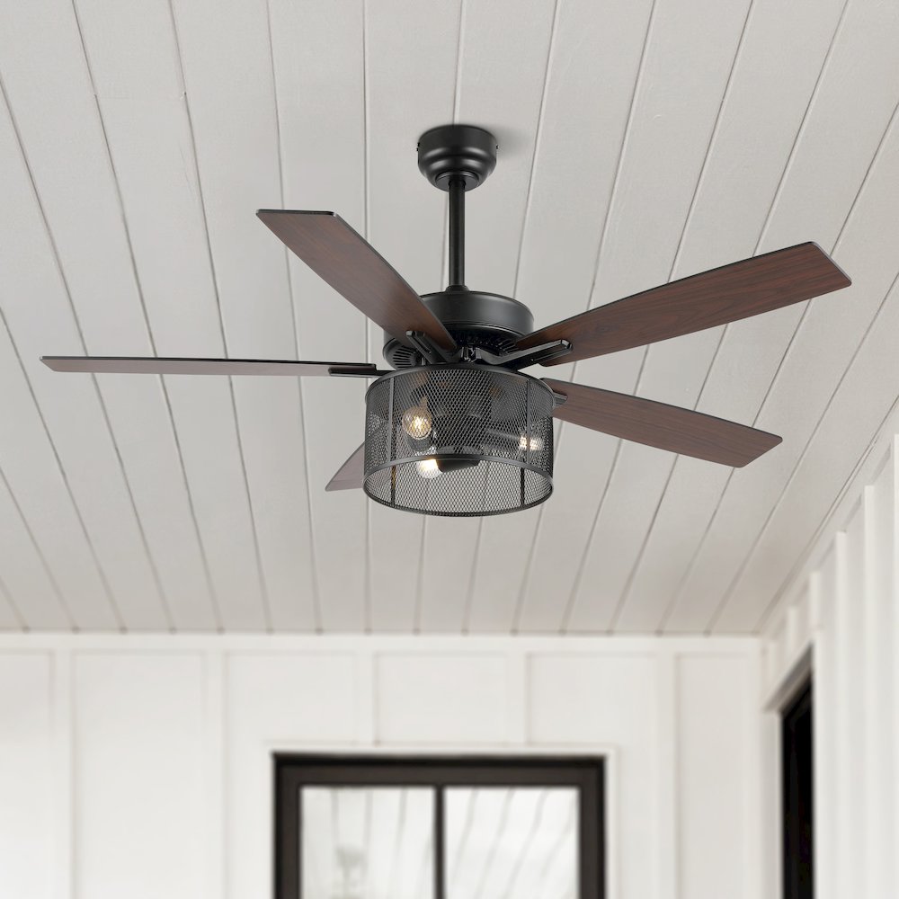Max Farmhouse Industrial Iron/Wood Mobile Appremote Controlled Led Ceiling Fan. Picture 11
