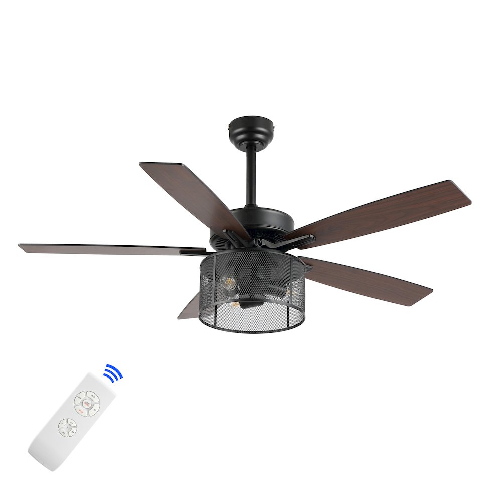 Max Farmhouse Industrial Iron/Wood Mobile Appremote Controlled Led Ceiling Fan. Picture 1