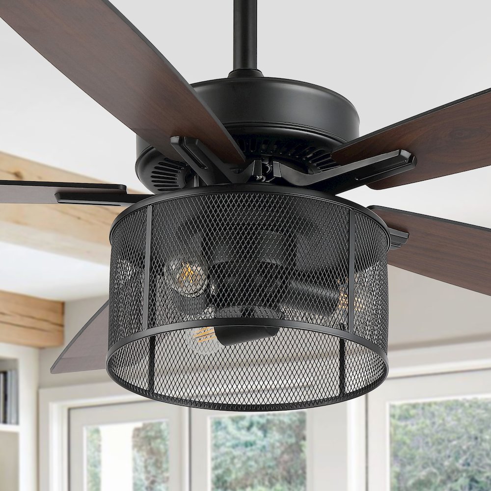 Max Farmhouse Industrial Iron/Wood Mobile Appremote Controlled Led Ceiling Fan. Picture 7