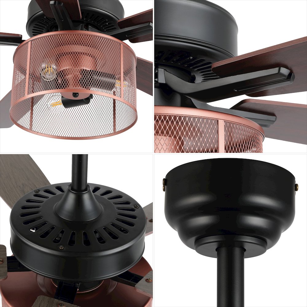Max Farmhouse Industrial Iron/Wood Mobile Appremote Controlled Led Ceiling Fan. Picture 8