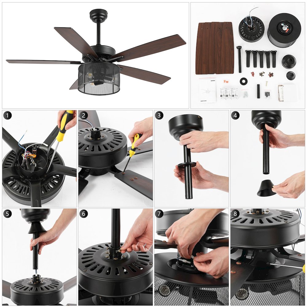 Max Farmhouse Industrial Iron/Wood Mobile Appremote Controlled Led Ceiling Fan. Picture 14