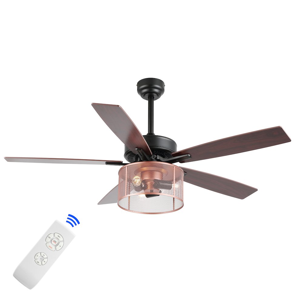 Max Farmhouse Industrial Iron/Wood Mobile Appremote Controlled Led Ceiling Fan. Picture 9