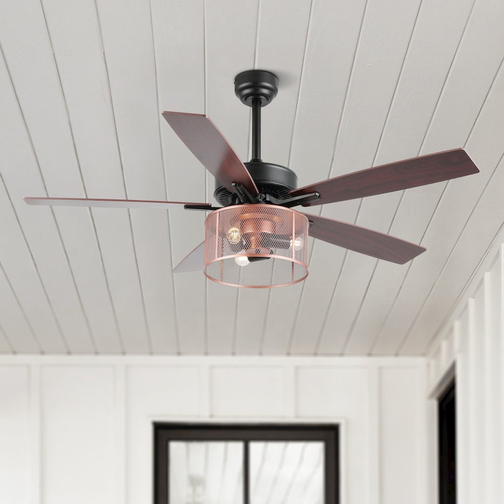Max Farmhouse Industrial Iron/Wood Mobile Appremote Controlled Led Ceiling Fan. Picture 11