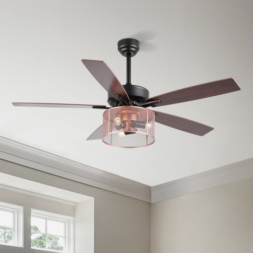Max Farmhouse Industrial Iron/Wood Mobile Appremote Controlled Led Ceiling Fan. Picture 12