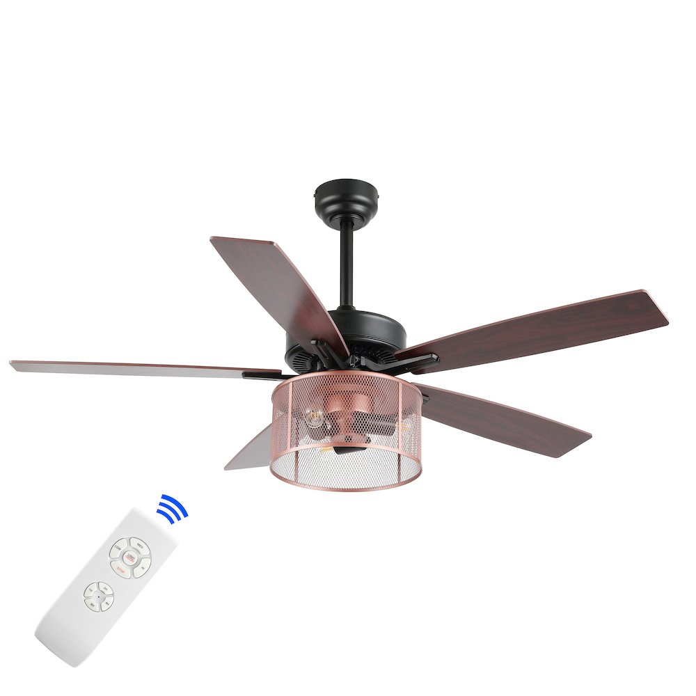Max Farmhouse Industrial Iron/Wood Mobile Appremote Controlled Led Ceiling Fan. Picture 1
