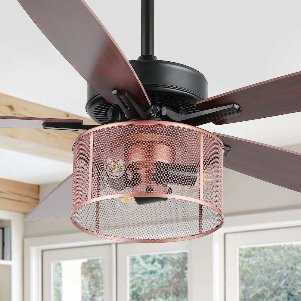 Max Farmhouse Industrial Iron/Wood Mobile Appremote Controlled Led Ceiling Fan. Picture 7