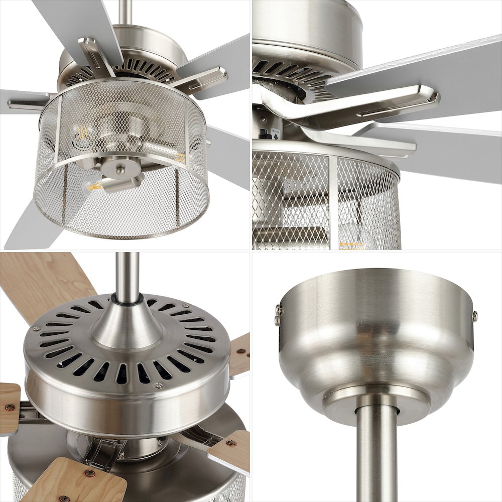 Max Farmhouse Industrial Iron/Wood Mobile Appremote Controlled Led Ceiling Fan. Picture 8