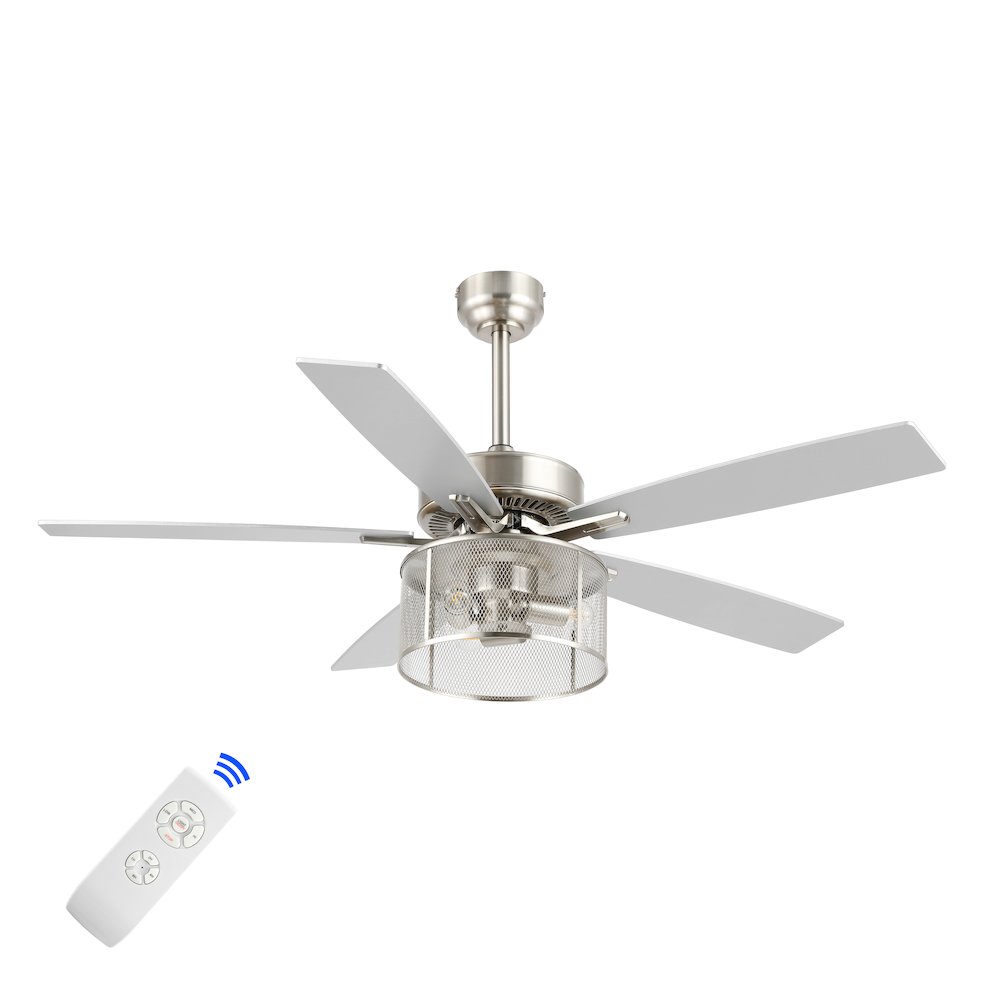 Max Farmhouse Industrial Iron/Wood Mobile Appremote Controlled Led Ceiling Fan. Picture 1