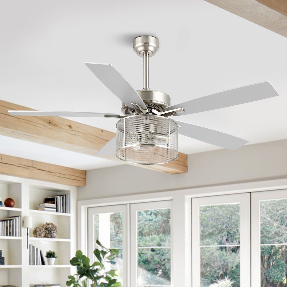 Max Farmhouse Industrial Iron/Wood Mobile Appremote Controlled Led Ceiling Fan. Picture 6