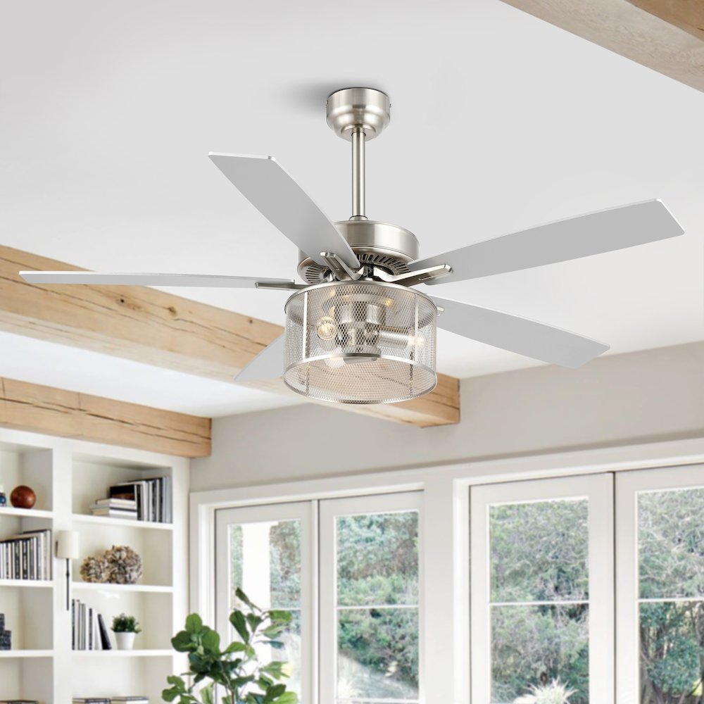 Max Farmhouse Industrial Iron/Wood Mobile Appremote Controlled Led Ceiling Fan. Picture 5