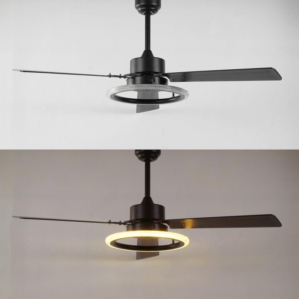Iron/Acrylic/Wood Remote-Controlled 6-Speed Integrated Led Ceiling Fan. Picture 7