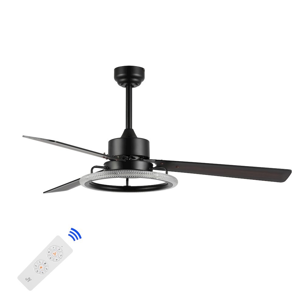 Iron/Acrylic/Wood Remote-Controlled 6-Speed Integrated Led Ceiling Fan. Picture 3