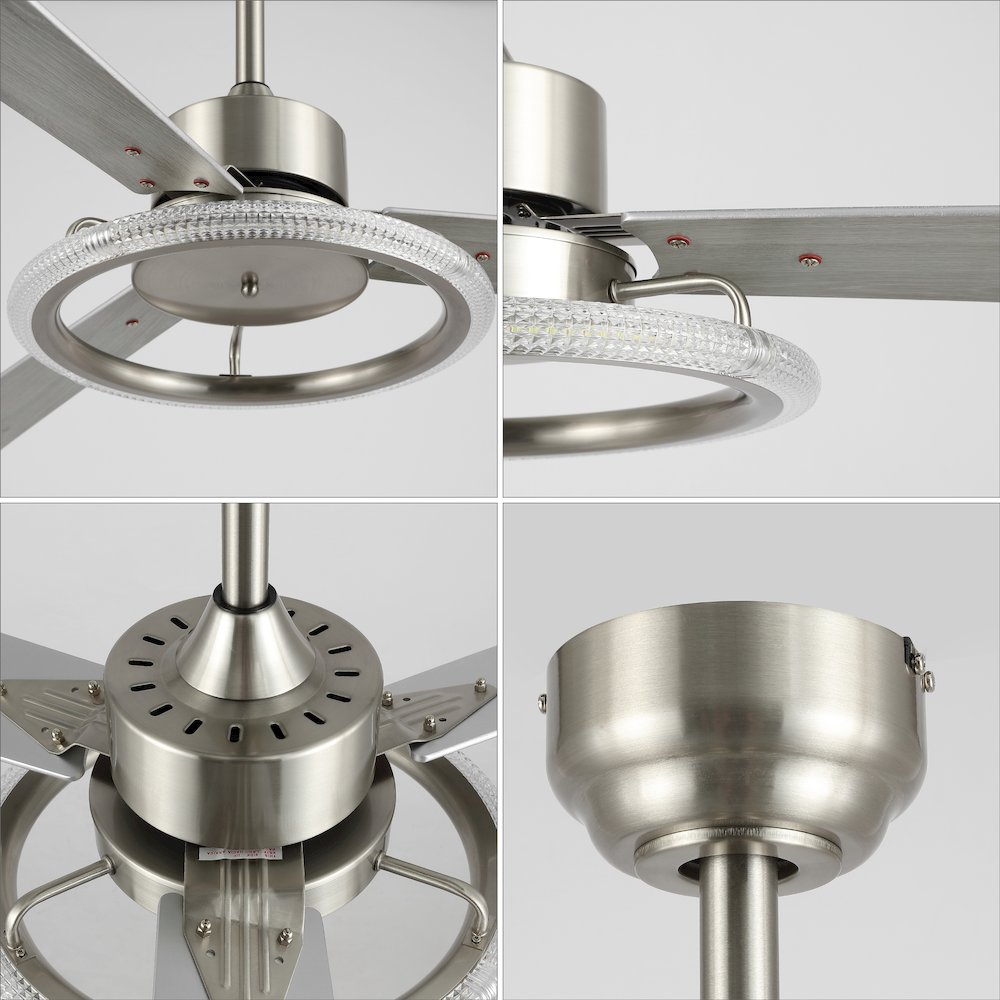 Iron/Acrylic/Wood Remote-Controlled 6-Speed Integrated Led Ceiling Fan. Picture 5