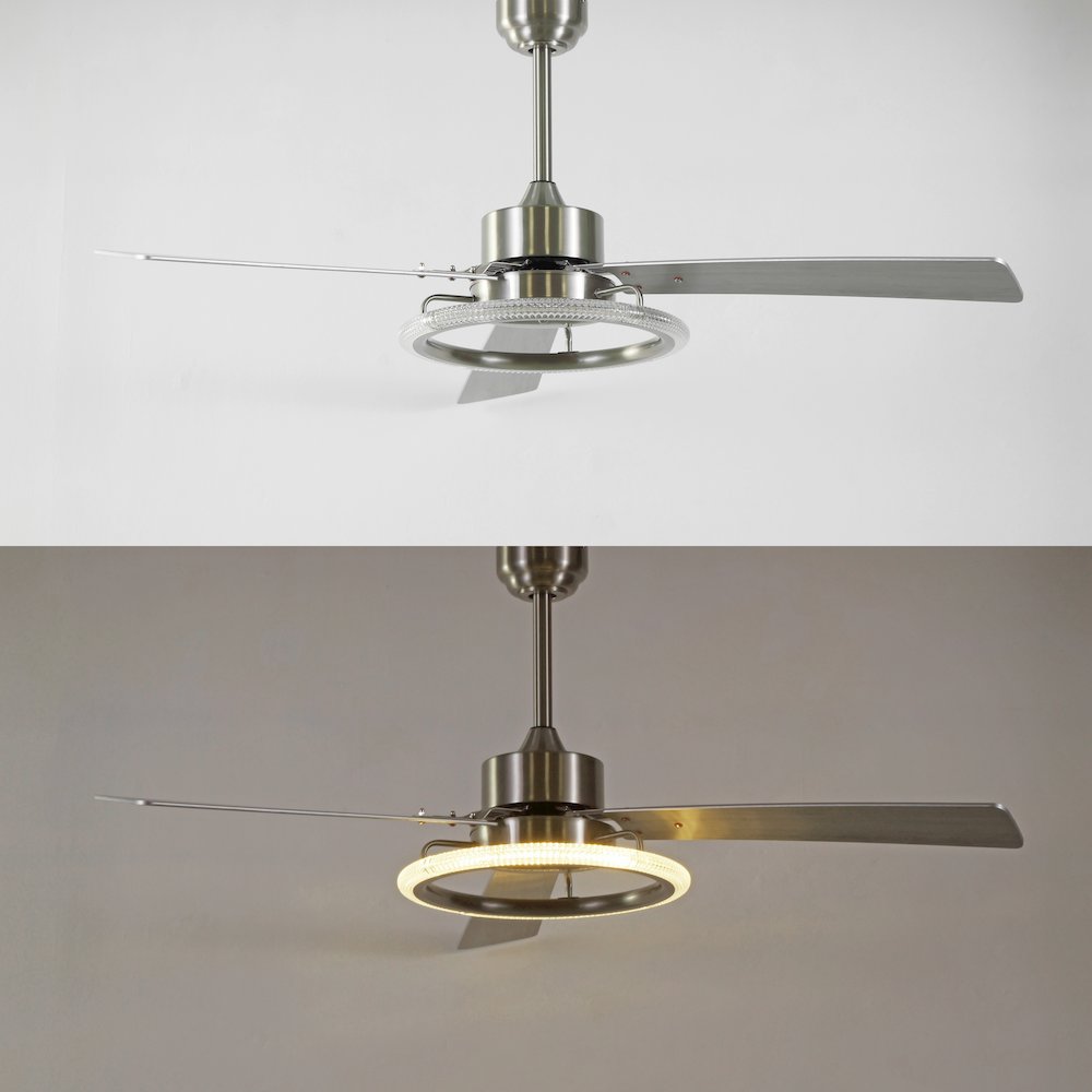 Iron/Acrylic/Wood Remote-Controlled 6-Speed Integrated Led Ceiling Fan. Picture 7