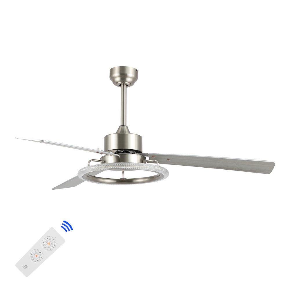 Iron/Acrylic/Wood Remote-Controlled 6-Speed Integrated Led Ceiling Fan. Picture 3