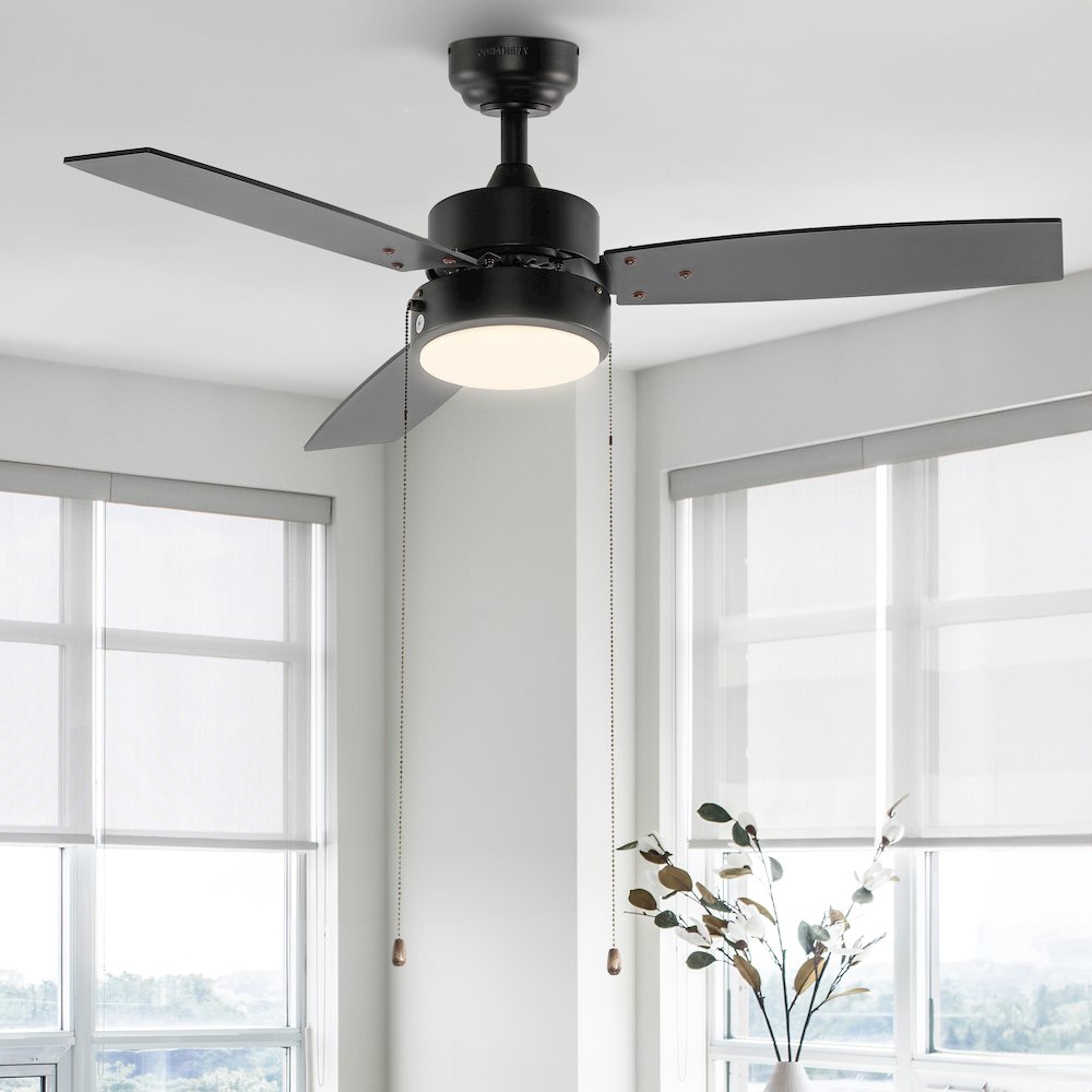 3-Speed Iron Height Adjustable Integrated LED Ceiling Fan with Pull Chains. Picture 1