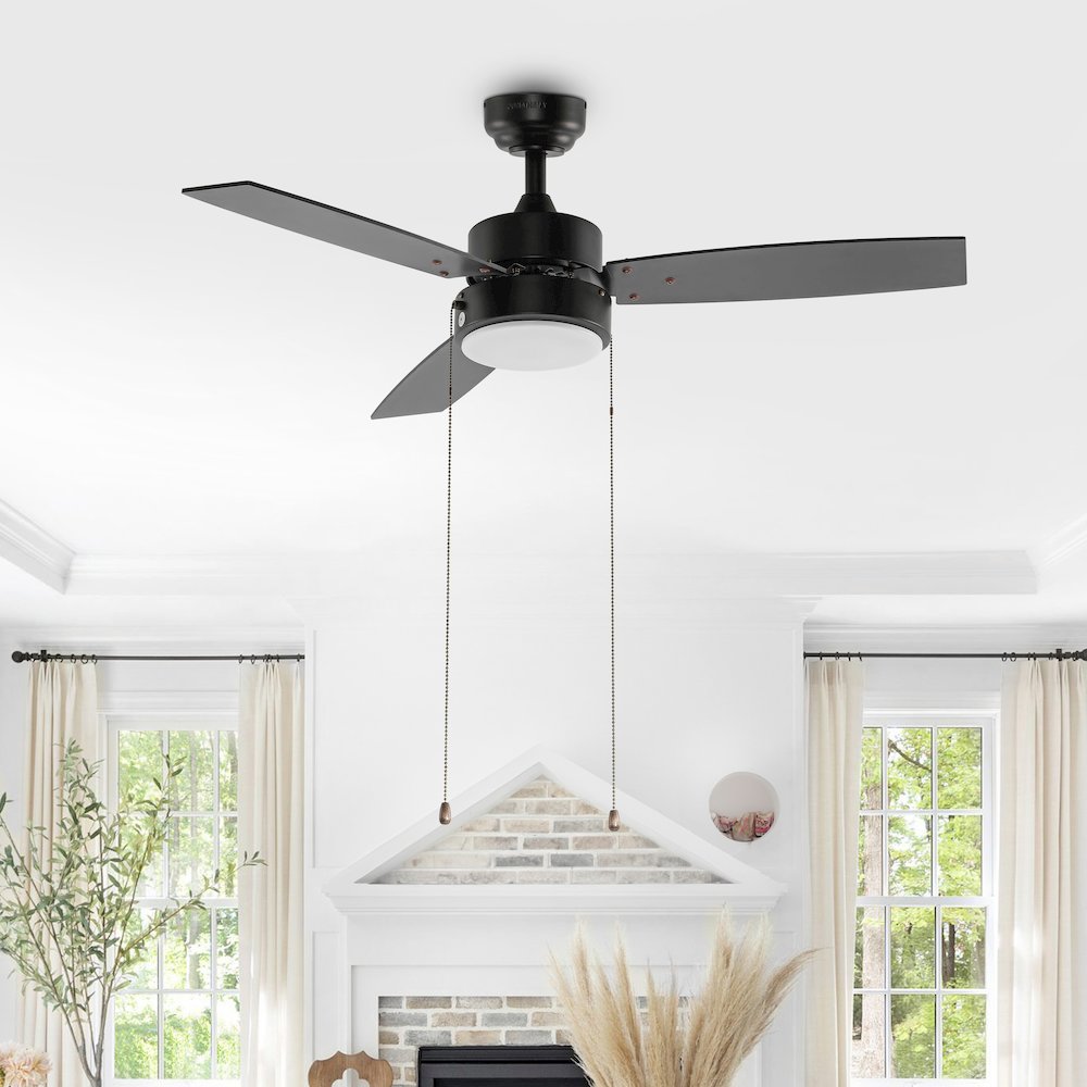 3-Speed Iron Height Adjustable Integrated LED Ceiling Fan with Pull Chains. Picture 2