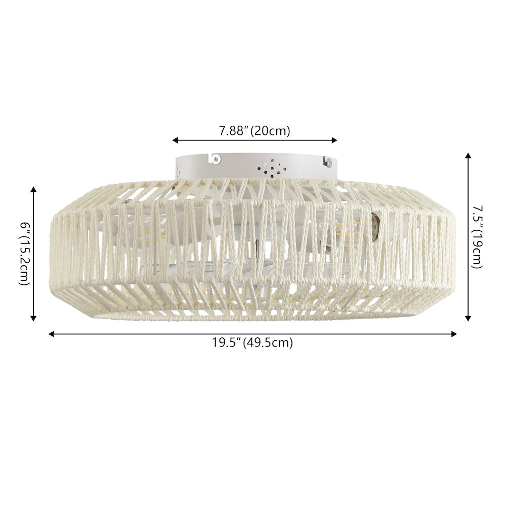 4-Light Modern Bohemian 6-Speed Metal Rattan Lantern LED Ceiling Fan. Picture 1