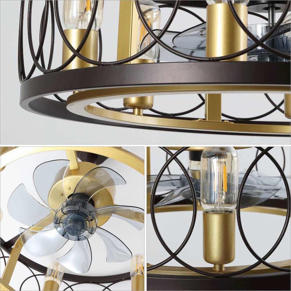 Celeste 6-Light Industrial Farmhouse 6-Speed Caged LED Ceiling Fan. Picture 4