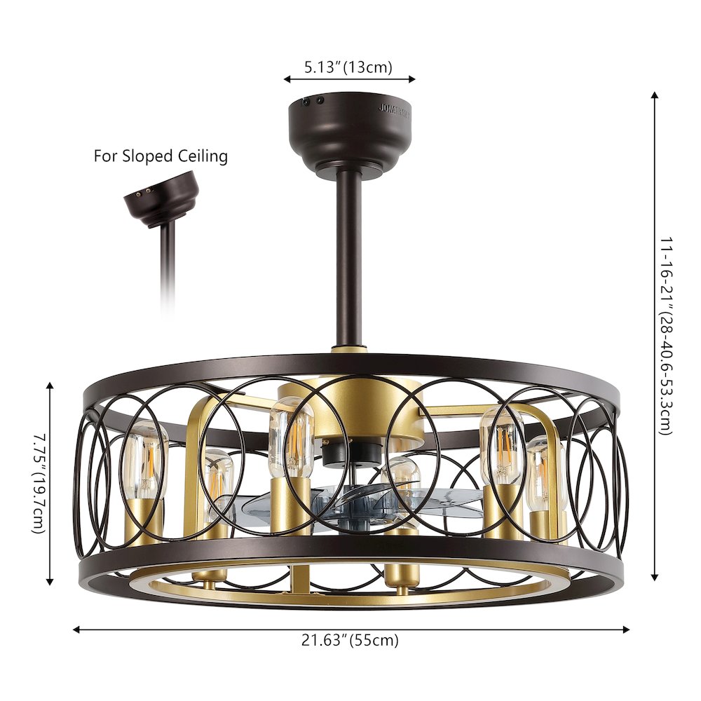 Celeste 6-Light Industrial Farmhouse 6-Speed Caged LED Ceiling Fan. Picture 1