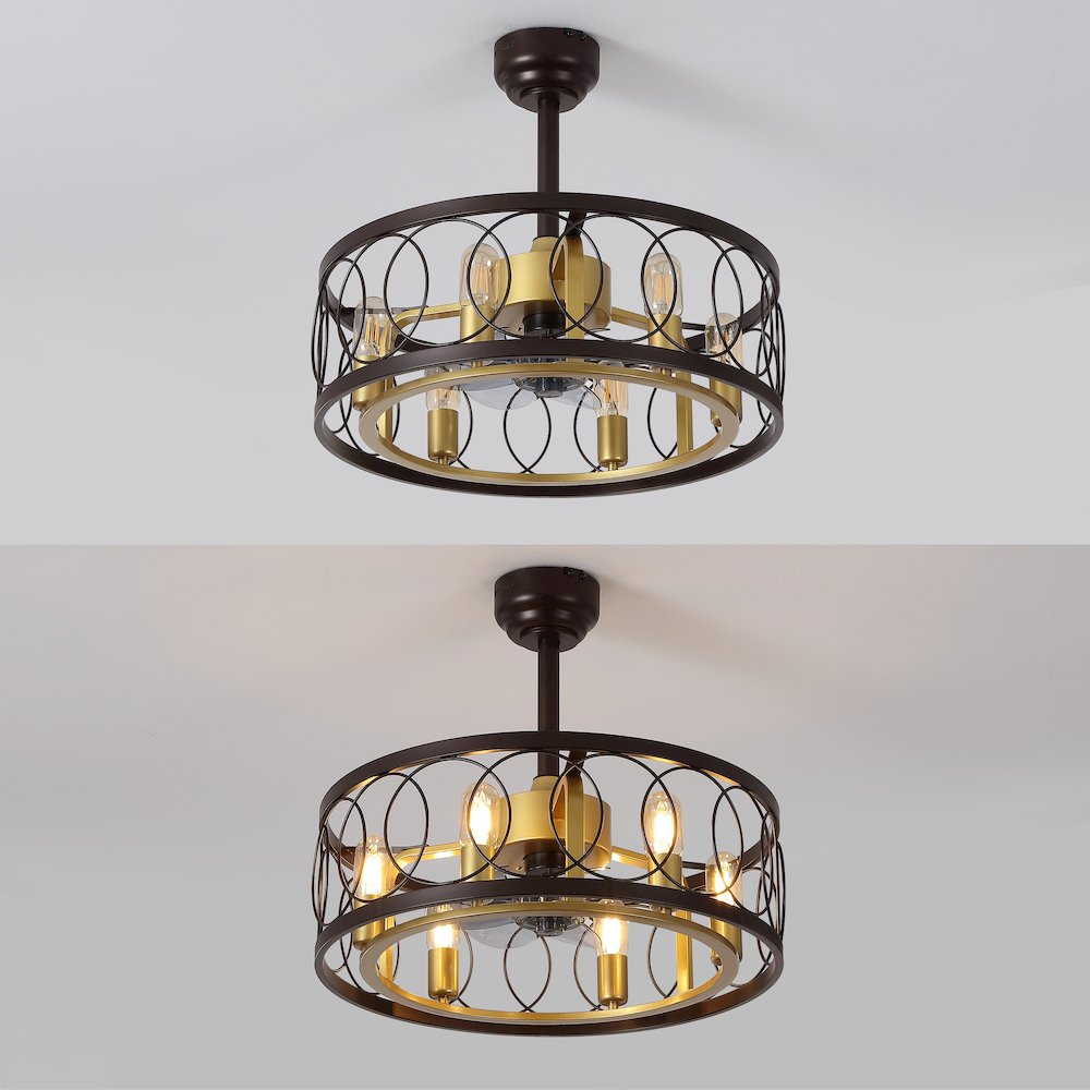 Celeste 6-Light Industrial Farmhouse 6-Speed Caged LED Ceiling Fan. Picture 2