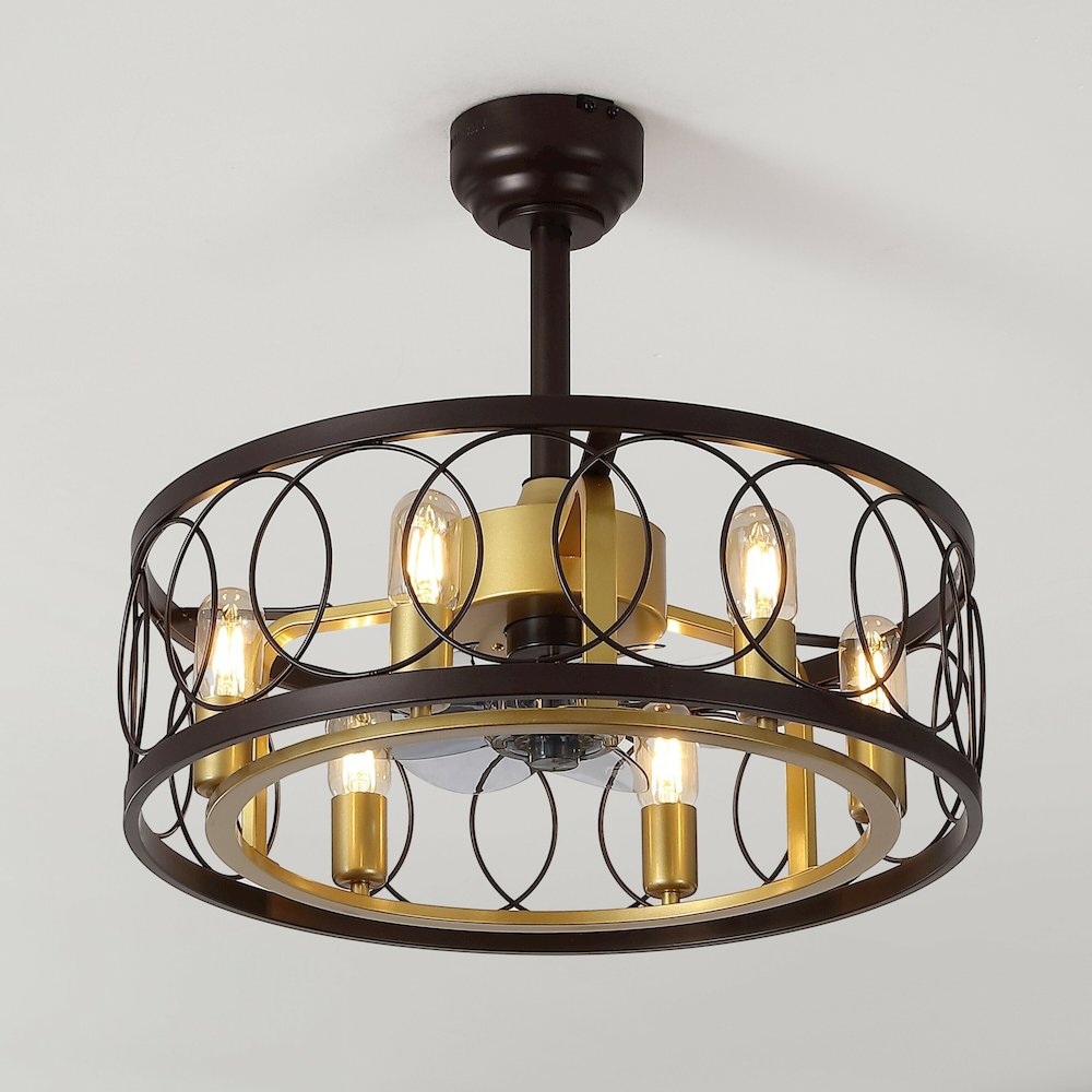 Celeste 6-Light Industrial Farmhouse 6-Speed Caged LED Ceiling Fan. Picture 3