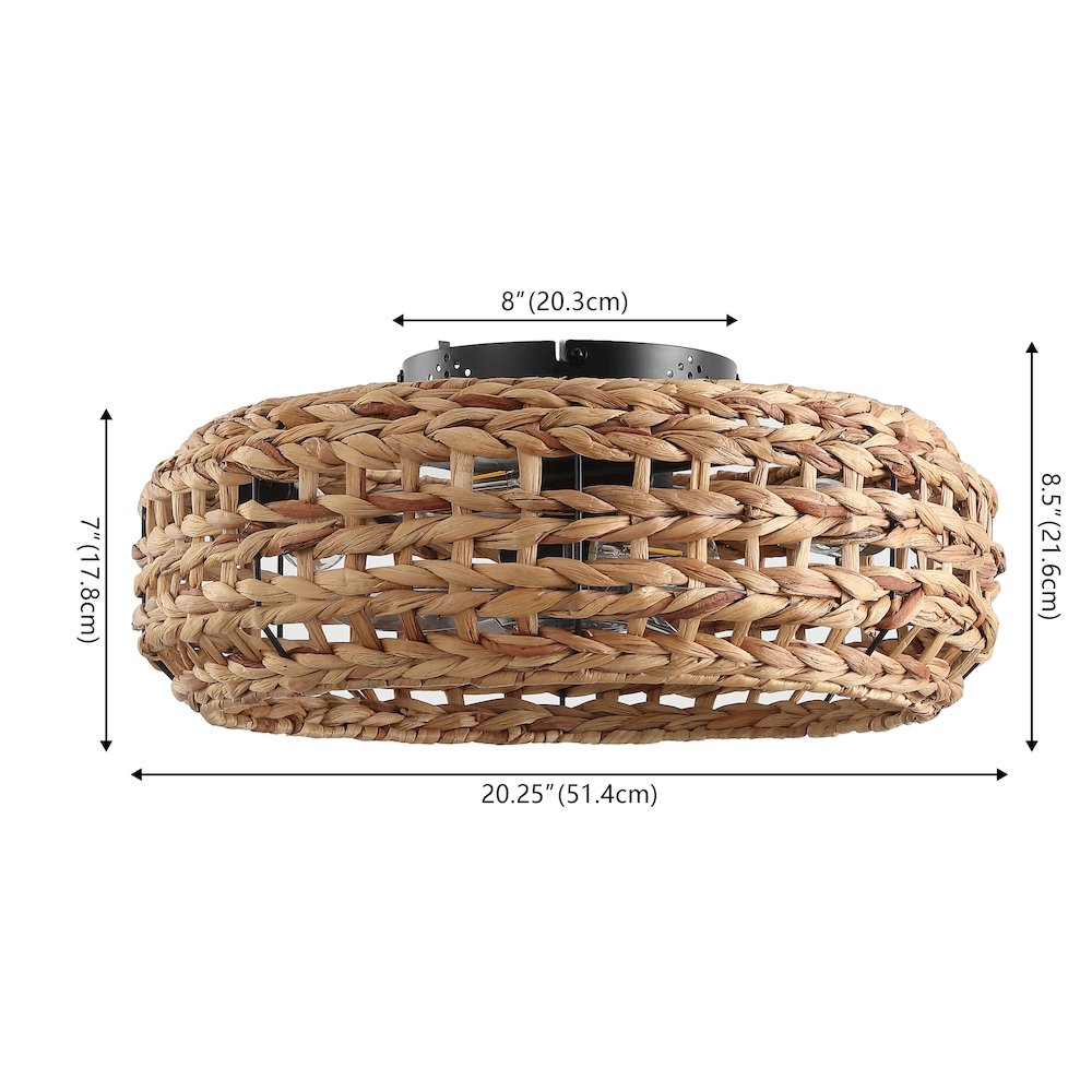 4-Light Coastal Bohemian 6-Speed MetalSeagrass Lantern LED Ceiling Fan. Picture 1
