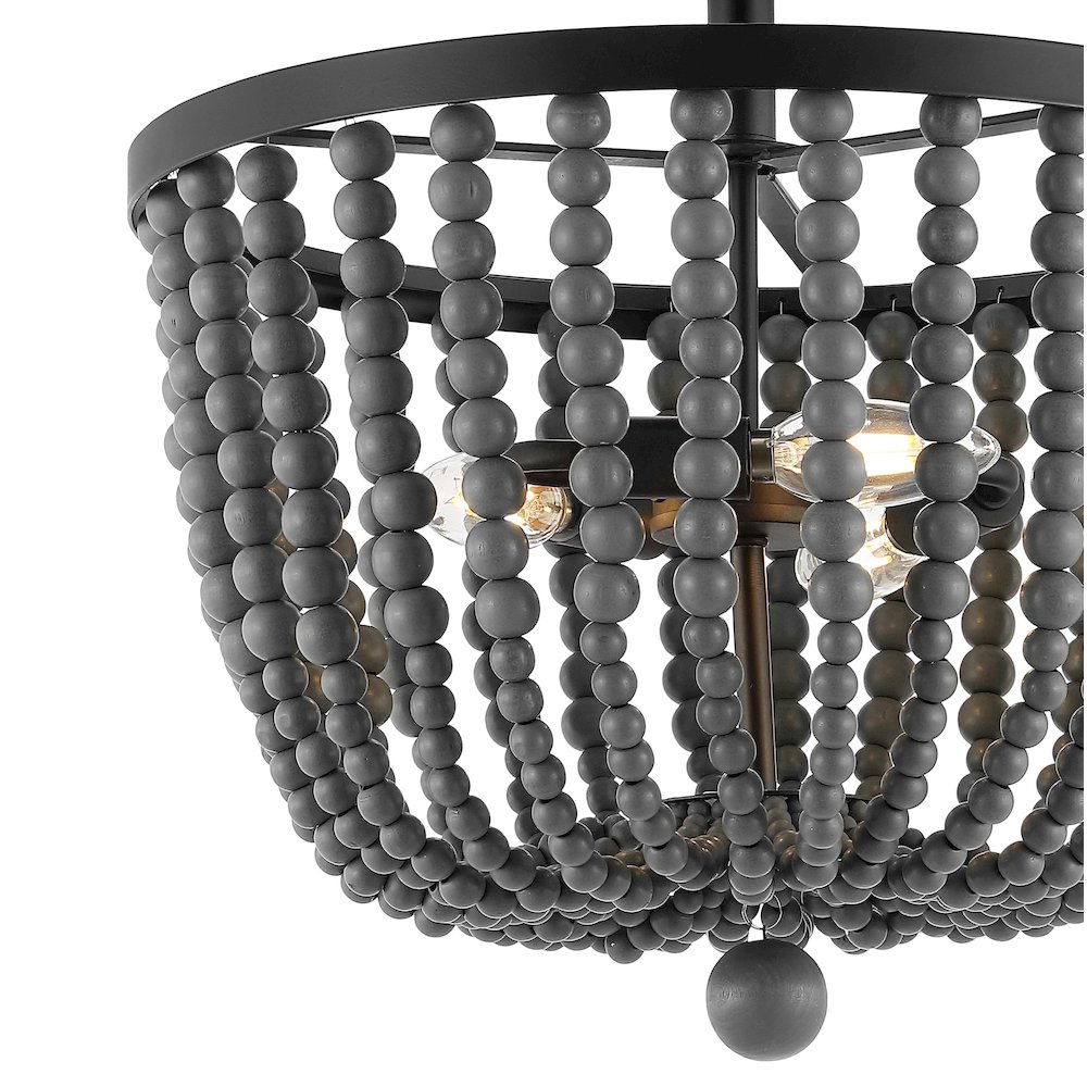 Drift Wood Bead Bohemian Farmhouse Iron Led Semi Flush Mount. Picture 2