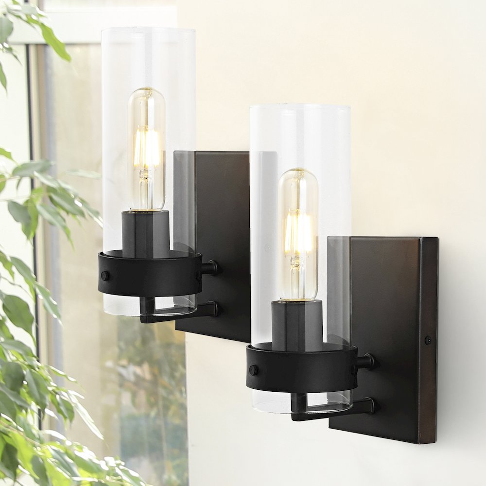 Harper Coastal Minimalist Iron/Glass Led Sconce (Set Of 2). Picture 7