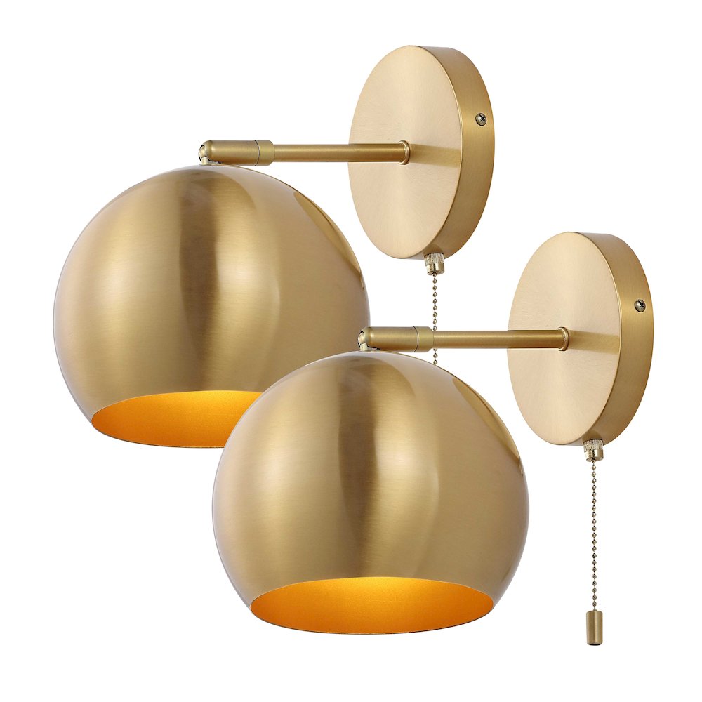 Tierra Modern Midcentury Iron Led Sconce With Pull Chain Switch (Set Of 2). Picture 6