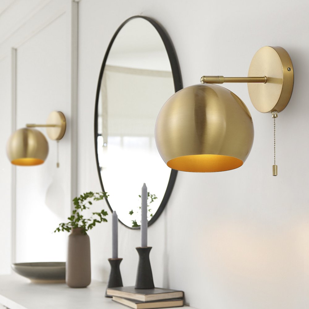 Tierra Modern Midcentury Iron Led Sconce With Pull Chain Switch (Set Of 2). Picture 8
