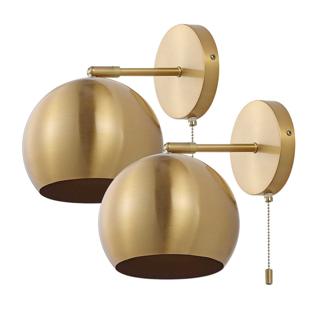 Tierra Modern Midcentury Iron Led Sconce With Pull Chain Switch (Set Of 2). Picture 1