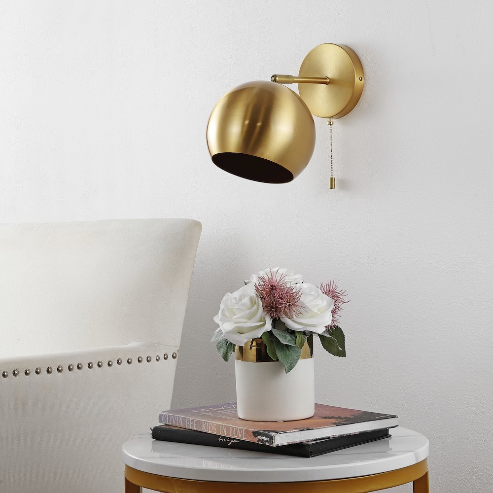 Tierra Modern Midcentury Iron Led Sconce With Pull Chain Switch (Set Of 2). Picture 5