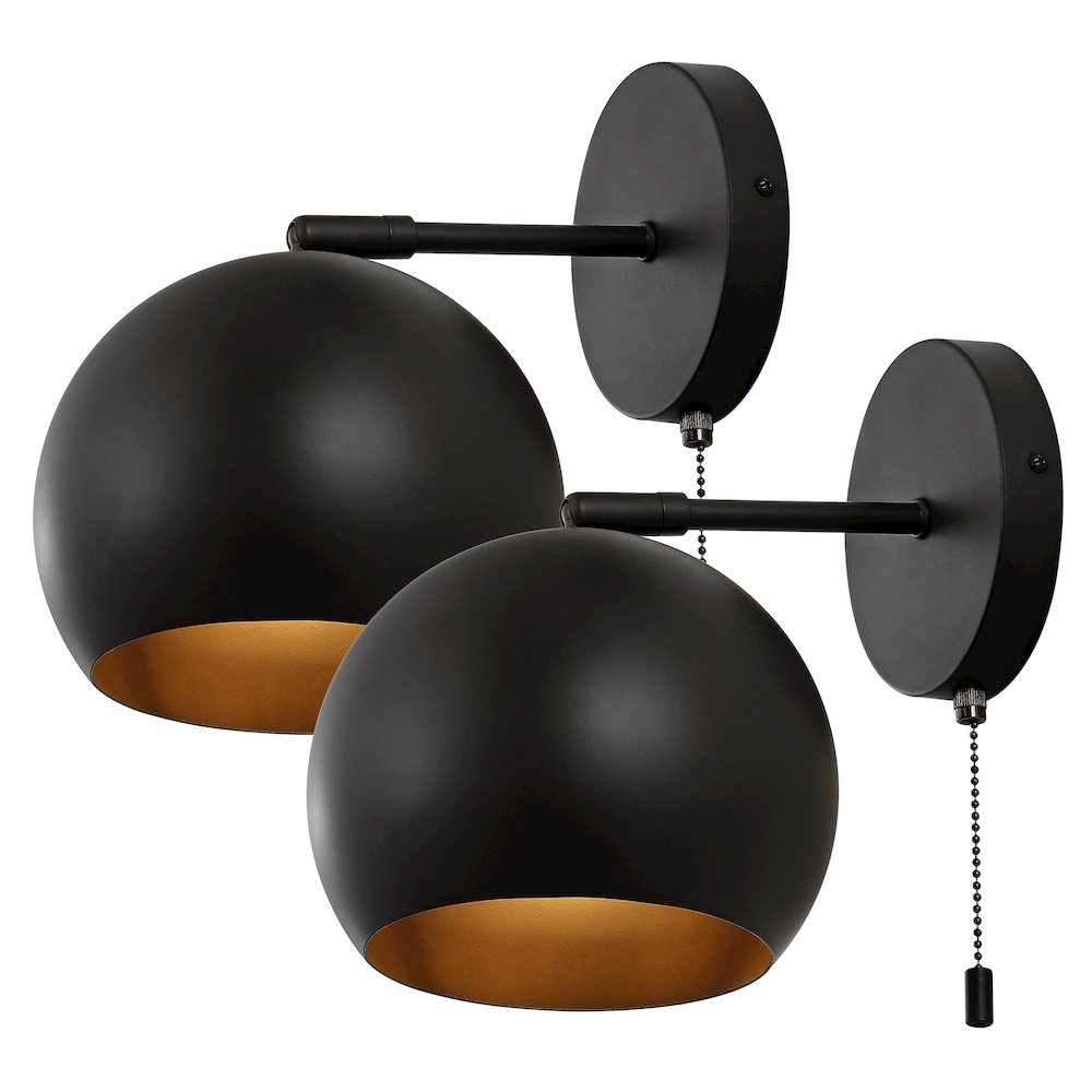 Tierra Modern Midcentury Iron Led Sconce With Pull Chain Switch (Set Of 2). Picture 7