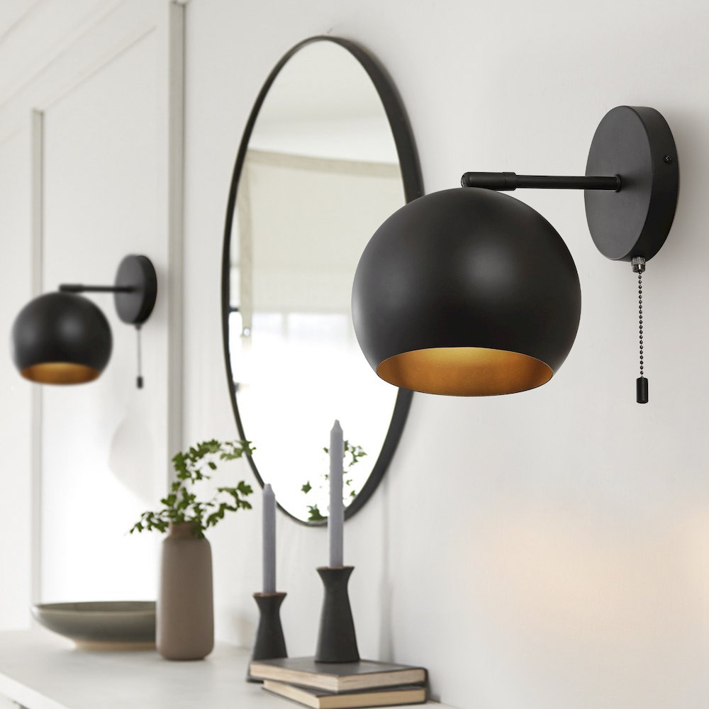 Tierra Modern Midcentury Iron Led Sconce With Pull Chain Switch (Set Of 2). Picture 9
