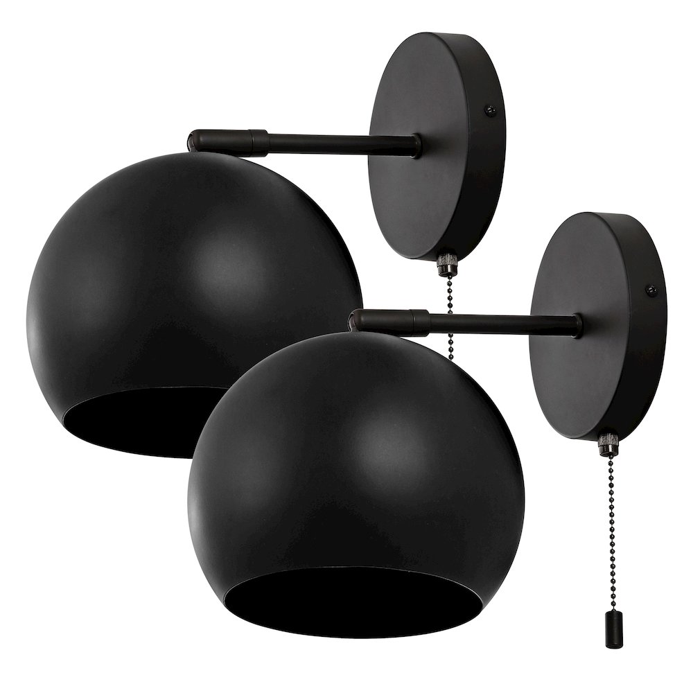 Tierra Modern Midcentury Iron Led Sconce With Pull Chain Switch (Set Of 2). Picture 1