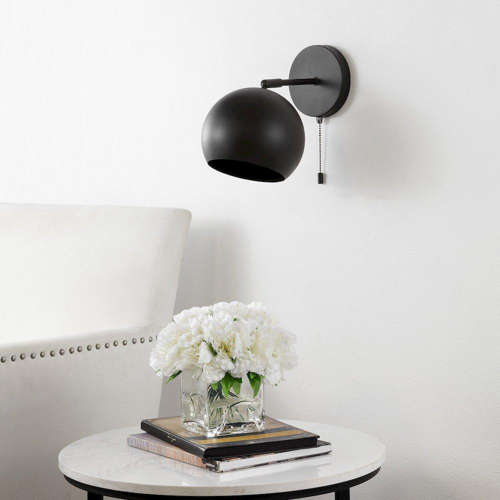 Tierra Modern Midcentury Iron Led Sconce With Pull Chain Switch (Set Of 2). Picture 6