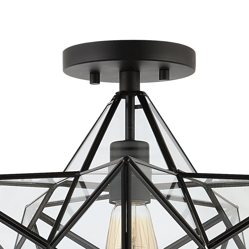 Ava Farmhouse Bohemian Iron/Glass Led Semi Flush Mount. Picture 3