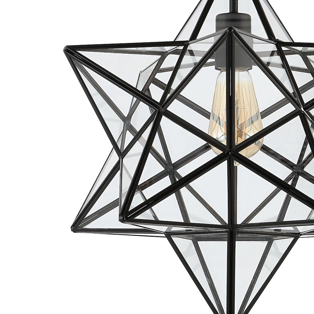 Ava Farmhouse Bohemian Iron/Glass Led Semi Flush Mount. Picture 2