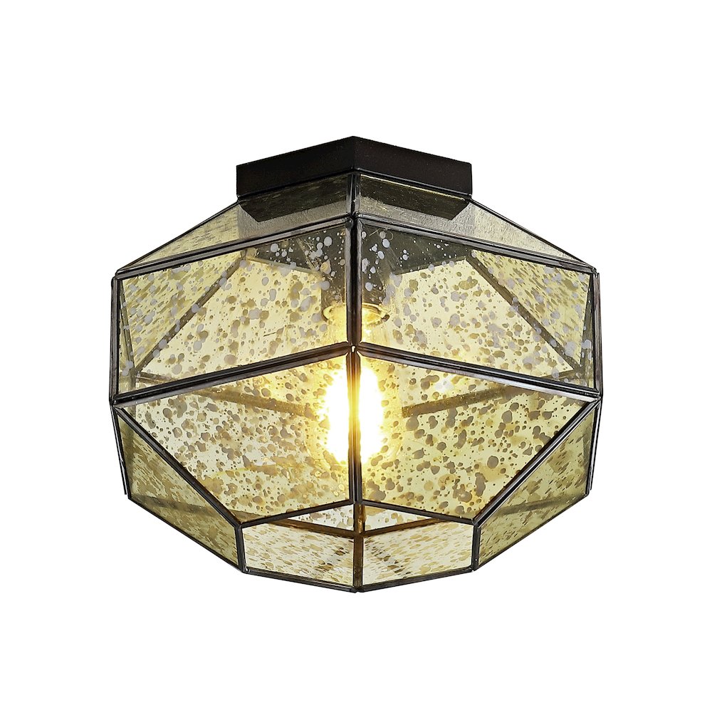 Evelyn Vintage Farmhouse Iron/Glass Led Flush Mount. Picture 7