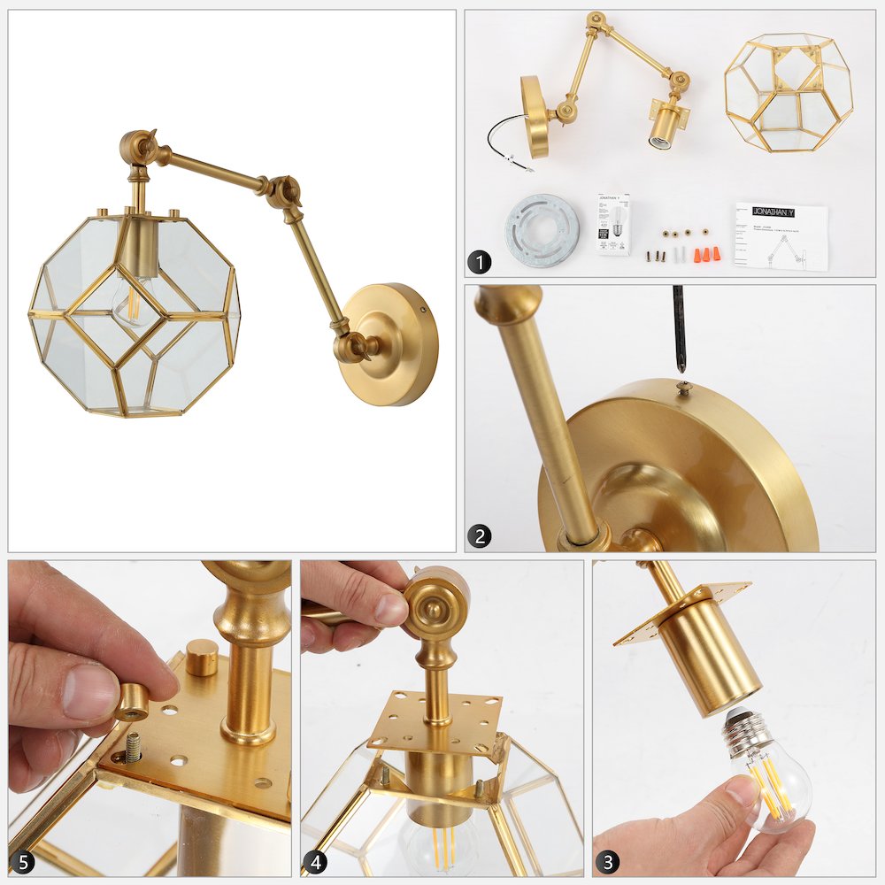 Honeycomb Modern Contemporary Arm Adjustable Iron/Glass Led Sconce. Picture 8