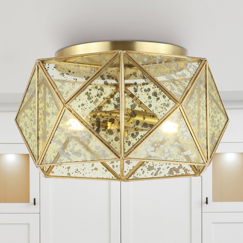 Violet Industrial Vintage Iron/Glass Led Flush Mount. Picture 9