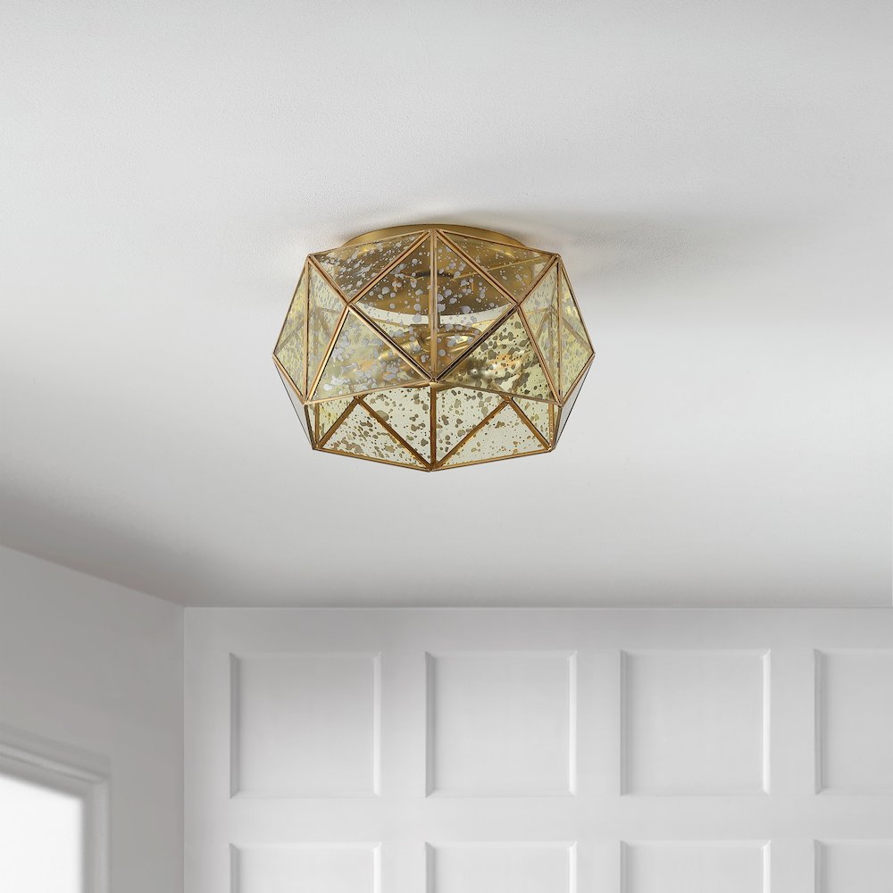 Violet Industrial Vintage Iron/Glass Led Flush Mount. Picture 5