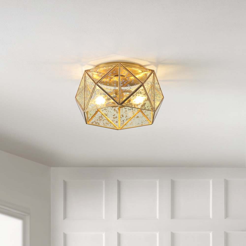 Violet Industrial Vintage Iron/Glass Led Flush Mount. Picture 4