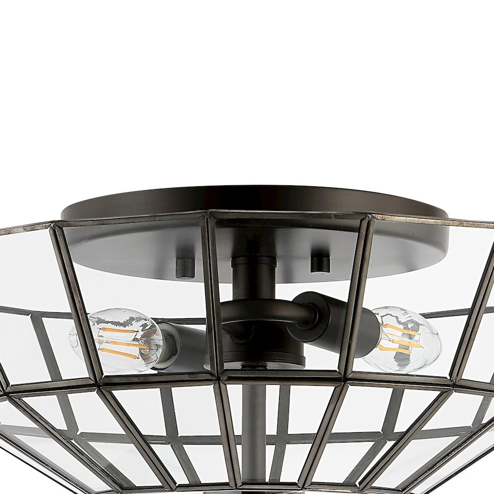 Theo Farmhouse Rustic Iron/Glass Led Semi Flush Mount. Picture 3