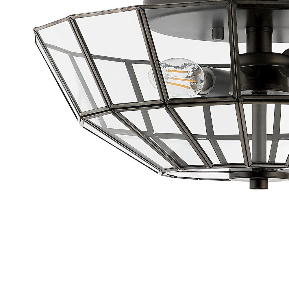 Theo Farmhouse Rustic Iron/Glass Led Semi Flush Mount. Picture 2